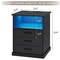 Large Bedside Table with 3 Storage Drawers, Black Night Stand for Bedroom, Wider Tabletop